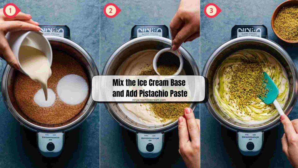 Mix the Ice Cream Base and Add Pistachio Paste