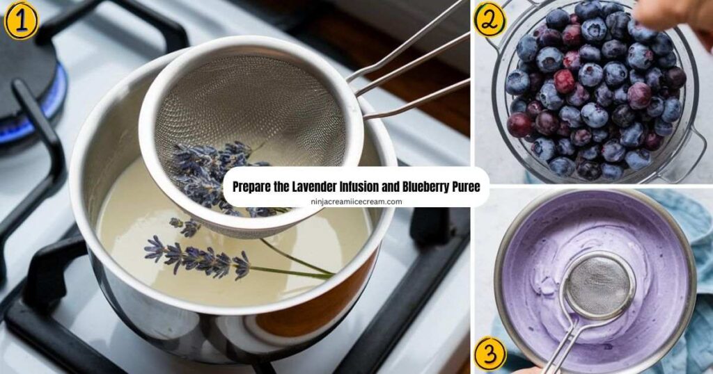 Prepare the Lavender Infusion and Blueberry Puree