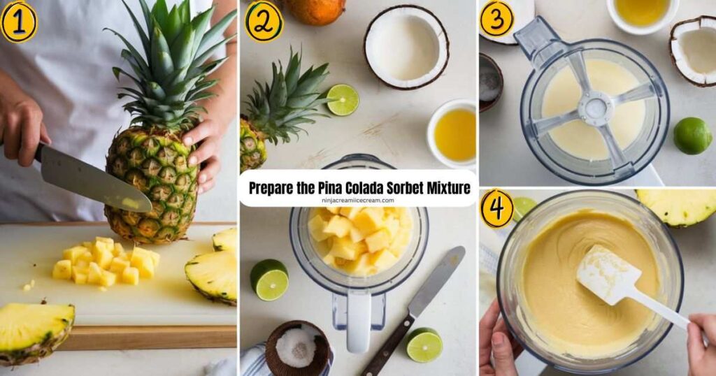 Prepare the Pina Colada Sorbet Mixture